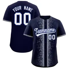 Navy White Phonetic Rhythm Authentic Baseball Jersey