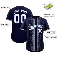 Navy White Phonetic Rhythm Authentic Baseball Jersey 2