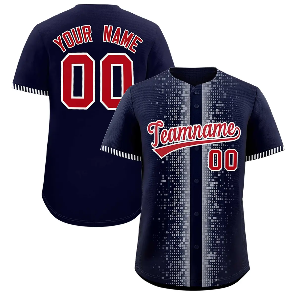 Navy White Phonetic Rhythm Authentic Baseball Jersey