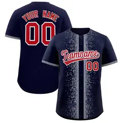 Navy White Phonetic Rhythm Authentic Baseball Jersey 1