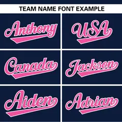 Navy White-Pink Color Block Two-Button Softball Jersey 3