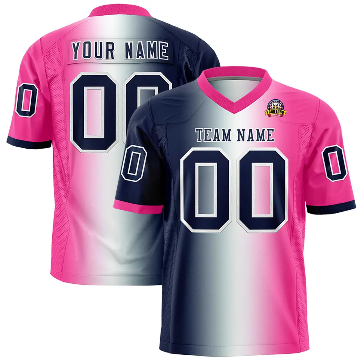 Navy White-Pink Gradient Fashion Authentic Football Jersey