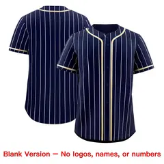 Navy White Pinstripe Vintage USA Flag Baseball Jersey 7