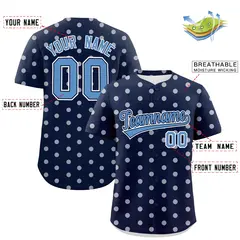 Navy White Polka Dot Graffiti Baseball Jersey 2