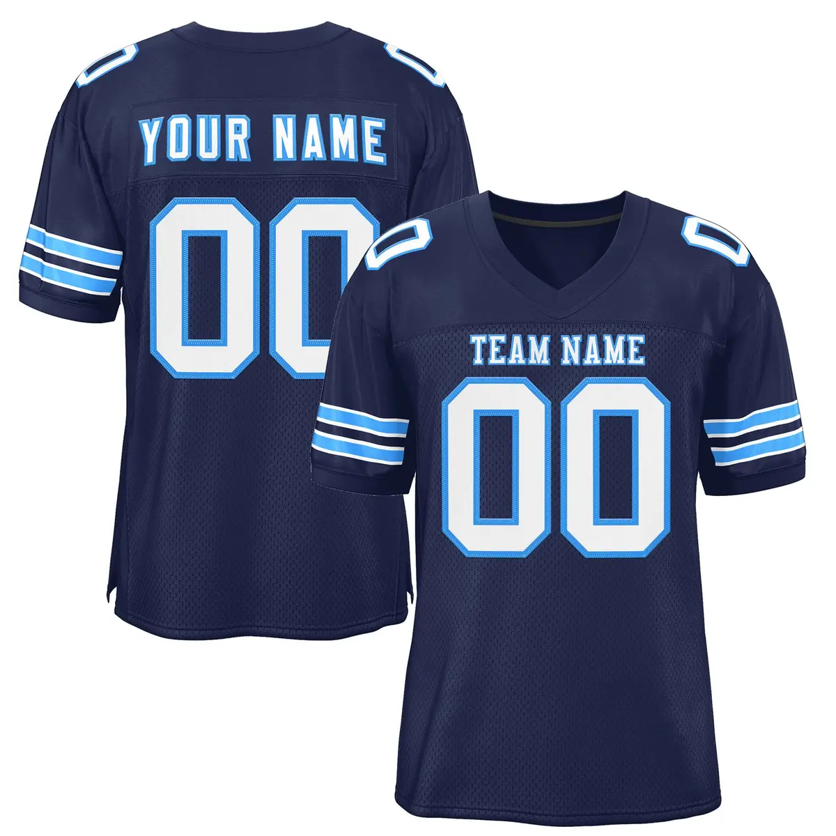 Navy White-Powder Blue Football Jersey