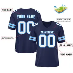 Navy White-Powder Blue Football Jersey 2