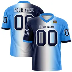 Navy White-Powder Blue Gradient Football Jersey