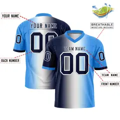 Navy White-Powder Blue Gradient Football Jersey 2