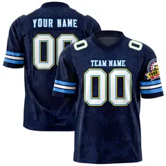 Navy White-Powder Blue Graffiti Line Football Jersey 1