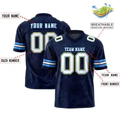 Navy White-Powder Blue Graffiti Line Football Jersey 2