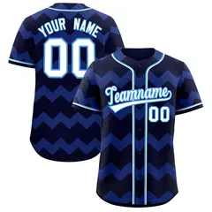 Navy White-Powder Blue Ripple Baseball Jersey