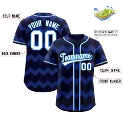 Navy White-Powder Blue Ripple Baseball Jersey 2