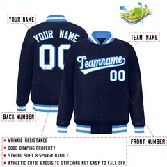 Navy White-Powder Blue Varsity Letterman Jacket 2