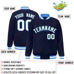 Navy White-Powder Blue Varsity Letterman Jacket 2