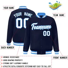 Navy White-Powder Blue Varsity Letterman Jacket 2