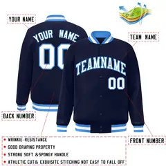 Navy White-Powder Blue Varsity Letterman Jacket 2
