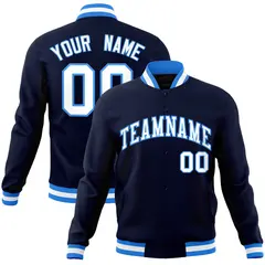 Navy White-Powder Blue Varsity Letterman Jacket 1