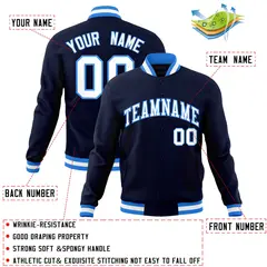 Navy White-Powder Blue Varsity Letterman Jacket 4