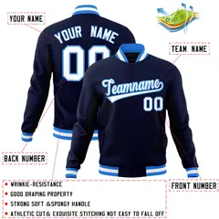 Navy White-Powder Blue Varsity Letterman Jacket 4