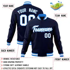 Navy White-Powder Blue Varsity Letterman Jacket 4