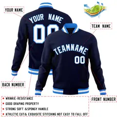 Navy White-Powder Blue Varsity Letterman Jacket 4