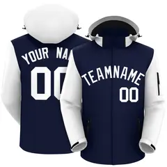 Navy White Raglan Sleeves Waterproof Jacket 1