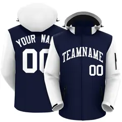 Navy White Raglan Sleeves Waterproof Jacket 1