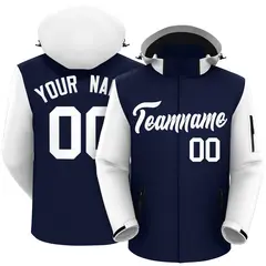 Navy White Raglan Sleeves Waterproof Jacket 1