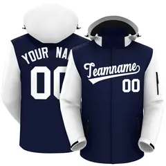 Navy White Raglan Sleeves Waterproof Jacket 1