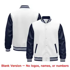 Navy White Raglan Varsity Full-Snap Leather Sleeves Letterman Jacket 5