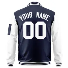 Navy White Raglan Varsity Full-Zip Letterman Bomber Jacket 4