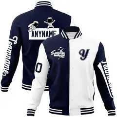 Navy White Raglan Varsity Letterman Jacket