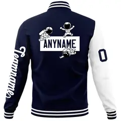 Navy White Raglan Varsity Letterman Jacket 6