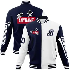 Navy White Raglan Varsity Letterman Jacket 1