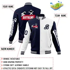 Navy White Raglan Varsity Letterman Jacket 4
