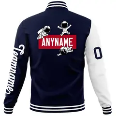 Navy White Raglan Varsity Letterman Jacket 6
