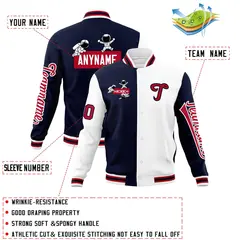 Navy White Raglan Varsity Letterman Jacket 4