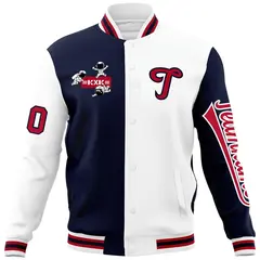 Navy White Raglan Varsity Letterman Jacket 5