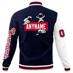 Navy White Raglan Varsity Letterman Jacket 6