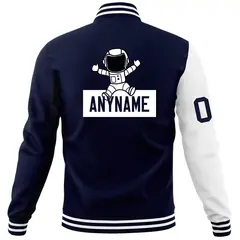 Navy White Raglan Varsity Letterman Jacket 6