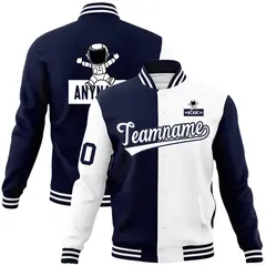 Navy White Raglan Varsity Letterman Jacket