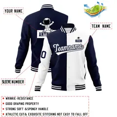 Navy White Raglan Varsity Letterman Jacket 4