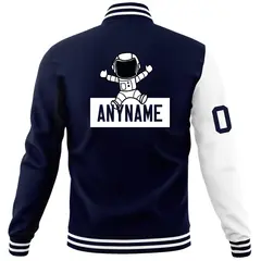 Navy White Raglan Varsity Letterman Jacket 6