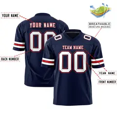 Navy White-Red Classic Authentic Football Jersey 2