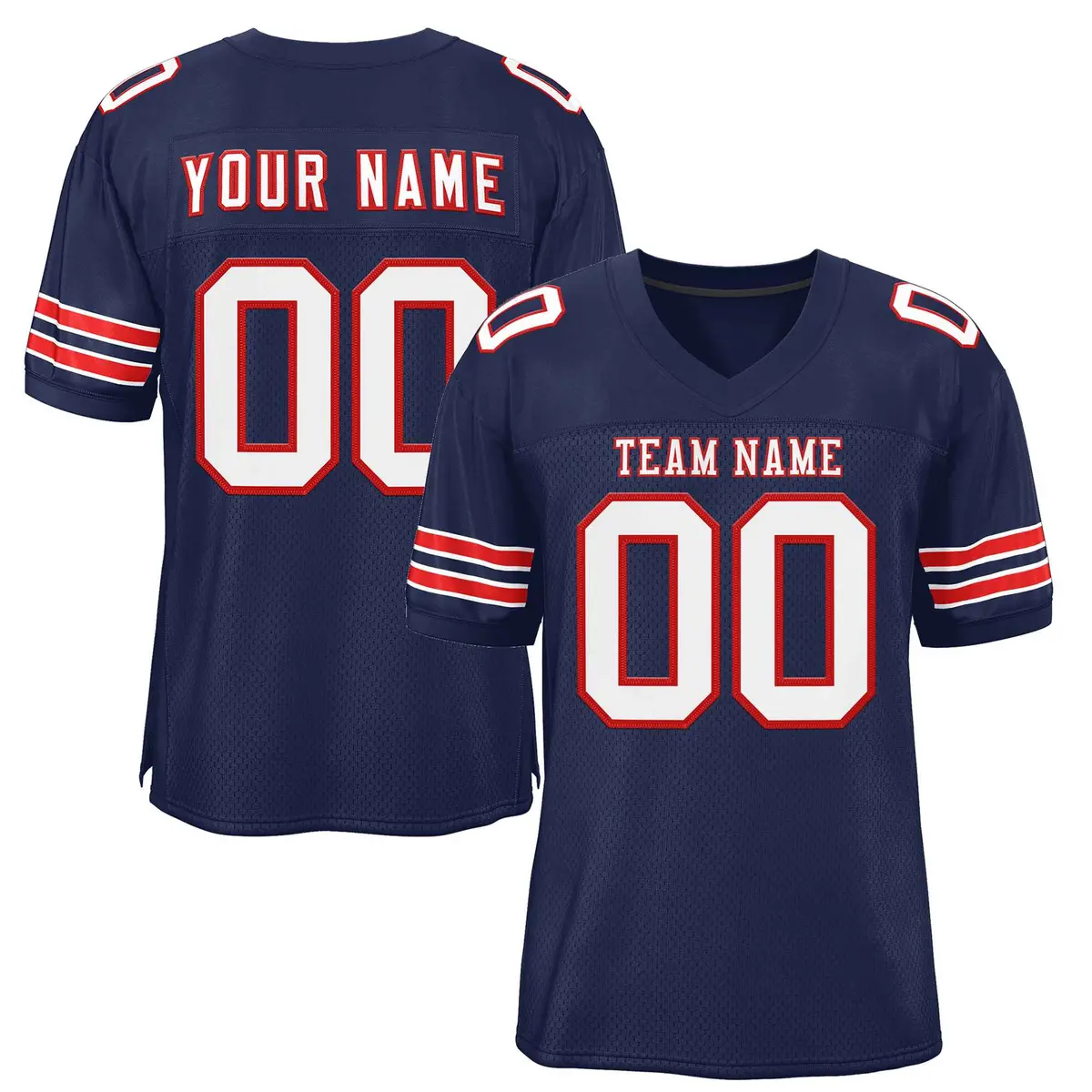 Navy White-Red Classic Authentic Football Jersey