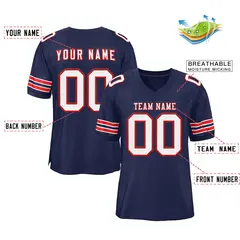 Navy White-Red Classic Authentic Football Jersey 2