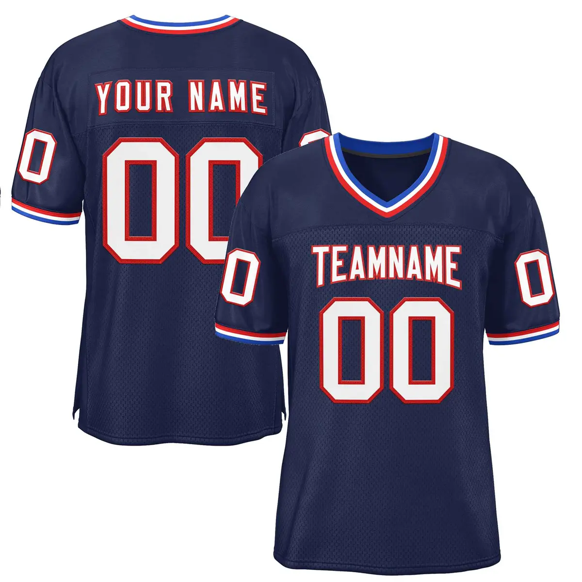 Navy White-Red Classic Authentic Football Jersey