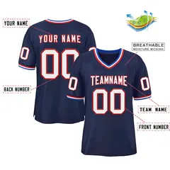 Navy White-Red Classic Authentic Football Jersey 2