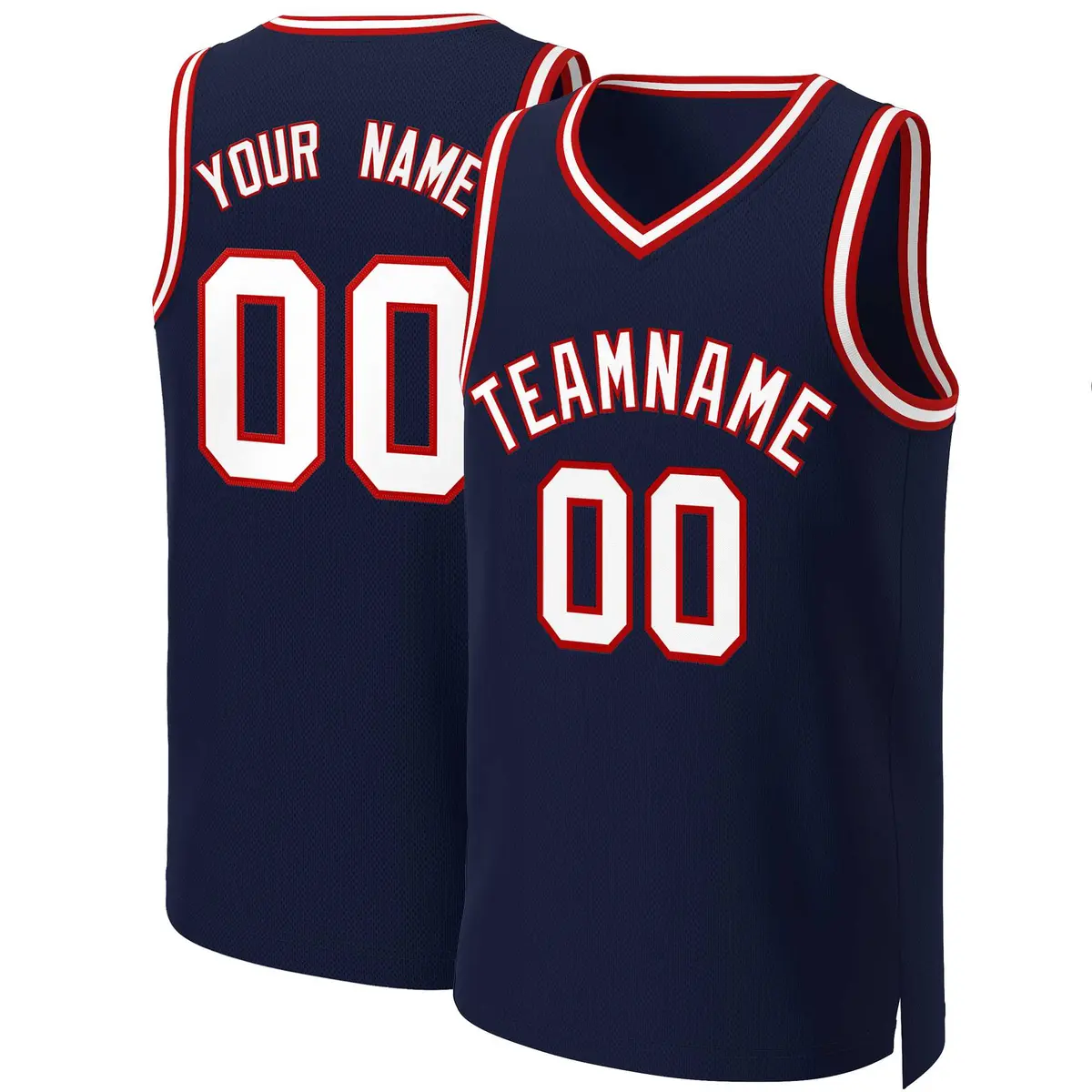 Navy White-Red Classic Basketball Jersey
