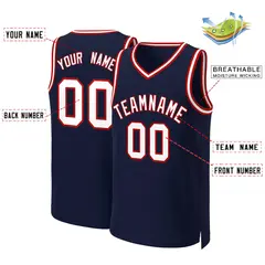 Navy White-Red Classic Basketball Jersey 2